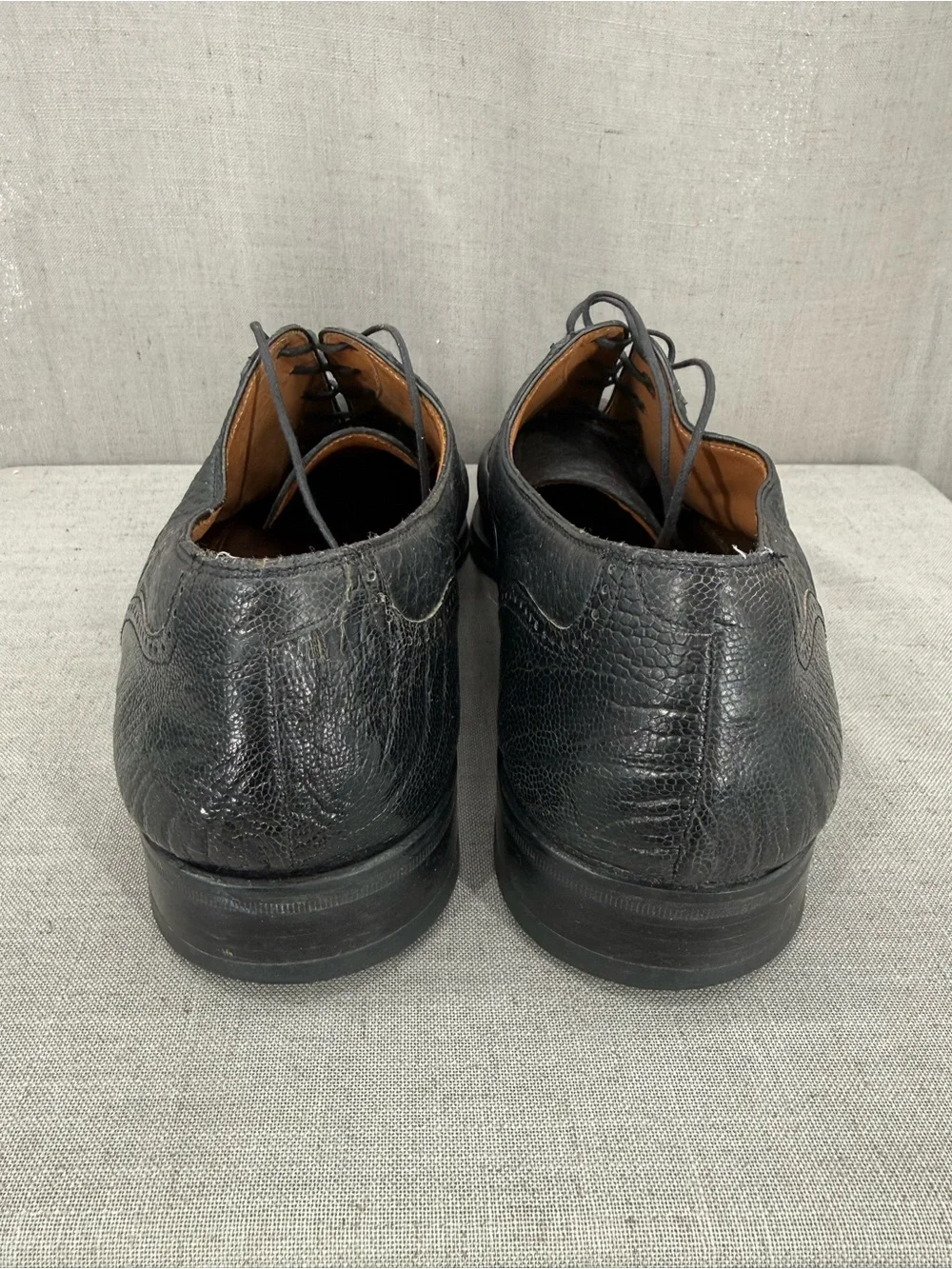Magnanni Peter Huber Mens Shoes 8761 Genuine Ostrich Peccary Black Lace Up 13